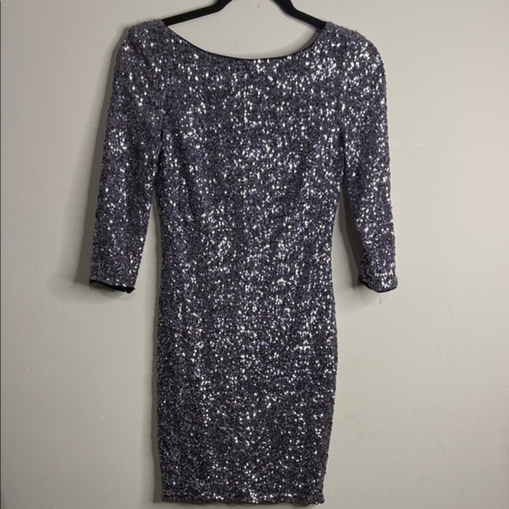 Aqua Elegant Sequin Dress in Silver